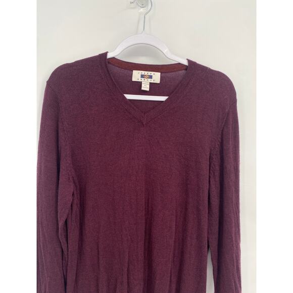 Joseph Abboud 100% Merino Wool V-neck Sweater Red Maroon Modern Fit XL - Picture 2 of 8